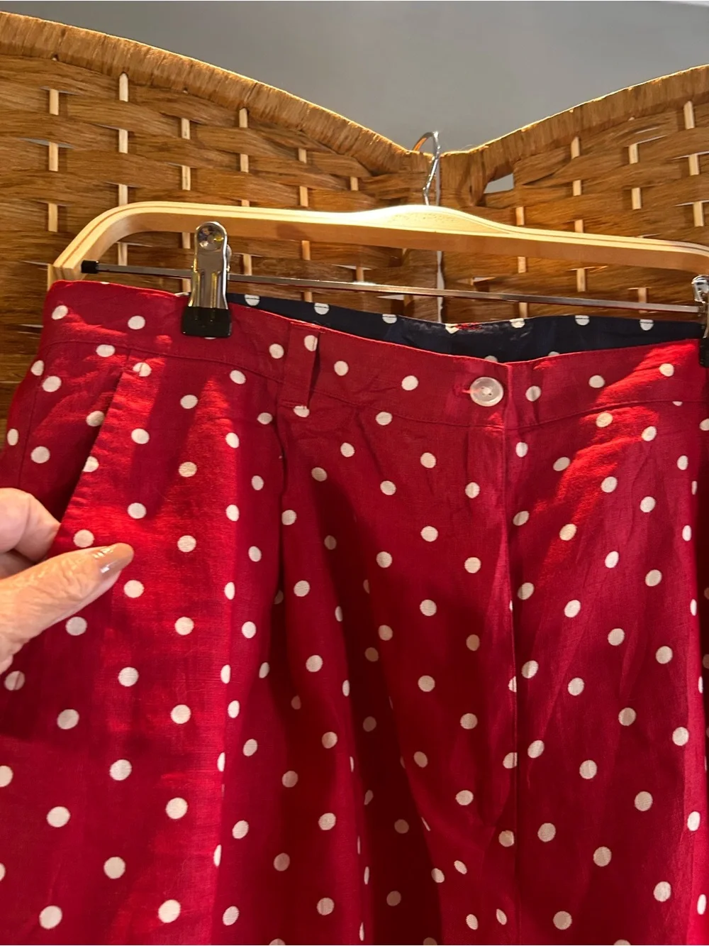 Lauren Ralph Lauren Linen Polka Dot Bermuda Shorts Red White Y2K Size 16